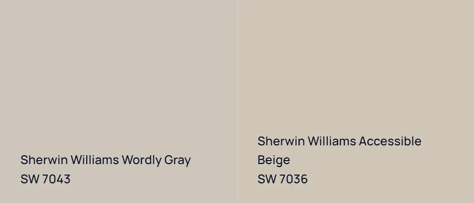 Sherwin Williams Wordly Gray SW 7043 vs Sherwin Williams Accessible Beige SW 7036