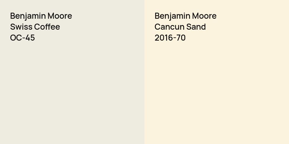 Benjamin Moore Swiss Coffee vs. Benjamin Moore Cancun Sand