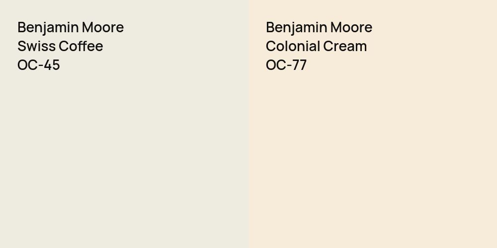 Benjamin Moore Swiss Coffee vs. Benjamin Moore Colonial Cream