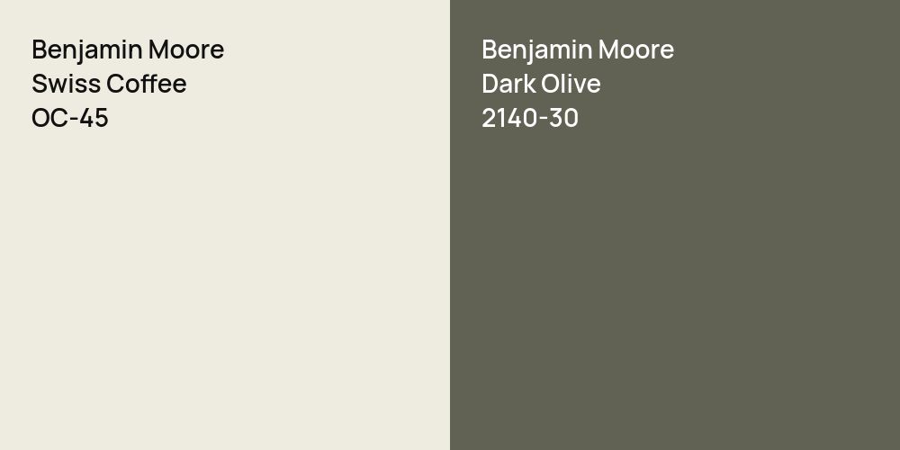 Benjamin Moore Swiss Coffee vs. Benjamin Moore Dark Olive