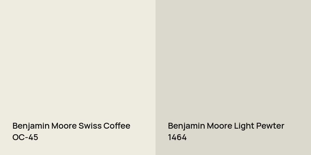 Benjamin Moore Swiss Coffee vs. Benjamin Moore Light Pewter