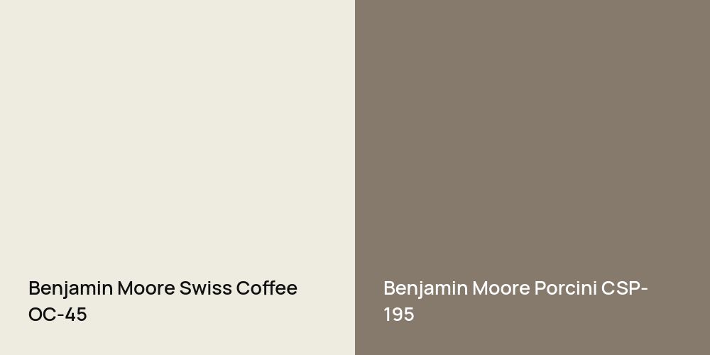 Benjamin Moore Swiss Coffee vs. Benjamin Moore Porcini