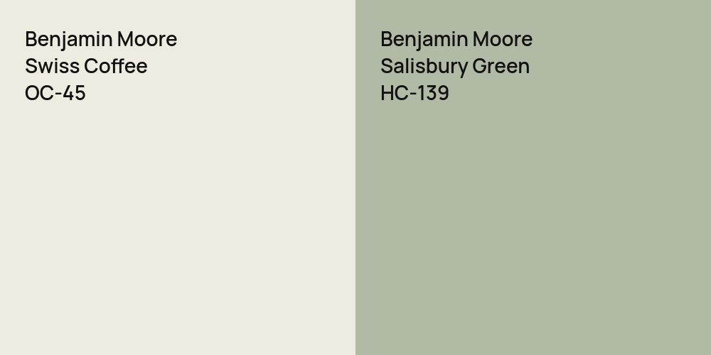 Benjamin Moore Swiss Coffee vs. Benjamin Moore Salisbury Green