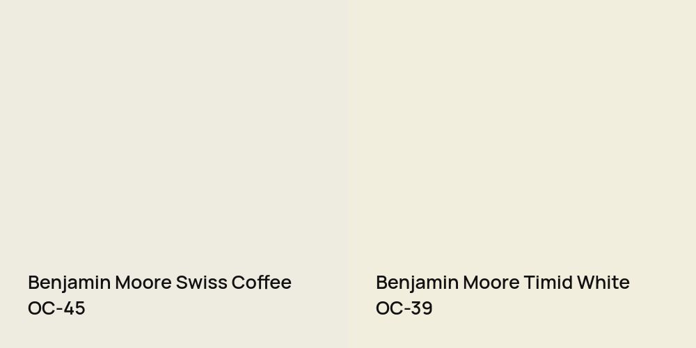 Benjamin Moore Swiss Coffee vs. Benjamin Moore Timid White