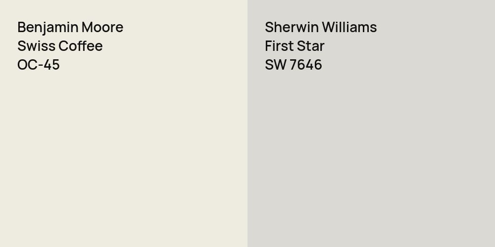 Benjamin Moore Swiss Coffee vs. Sherwin Williams First Star