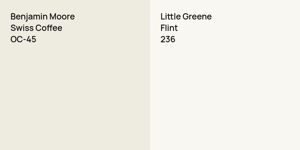 Benjamin Moore Swiss Coffee vs. Little Greene Flint