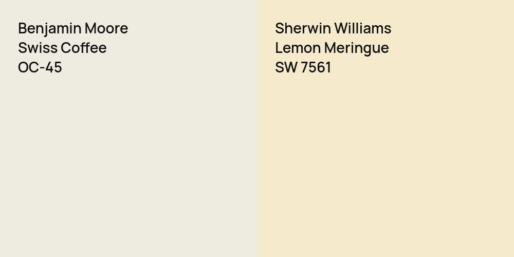 Benjamin Moore Swiss Coffee vs. Sherwin Williams Lemon Meringue