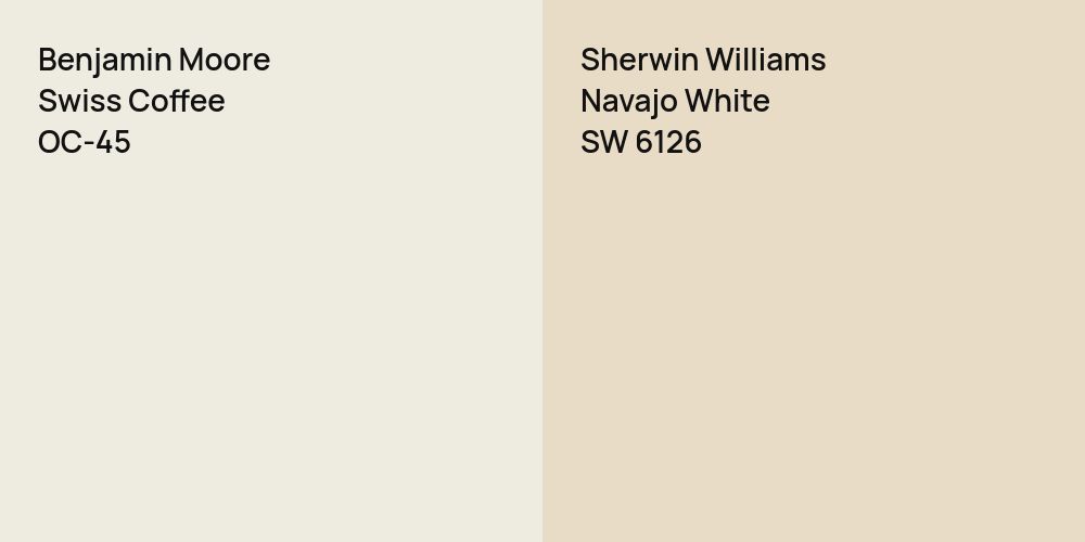 Benjamin Moore Swiss Coffee vs. Sherwin Williams Navajo White