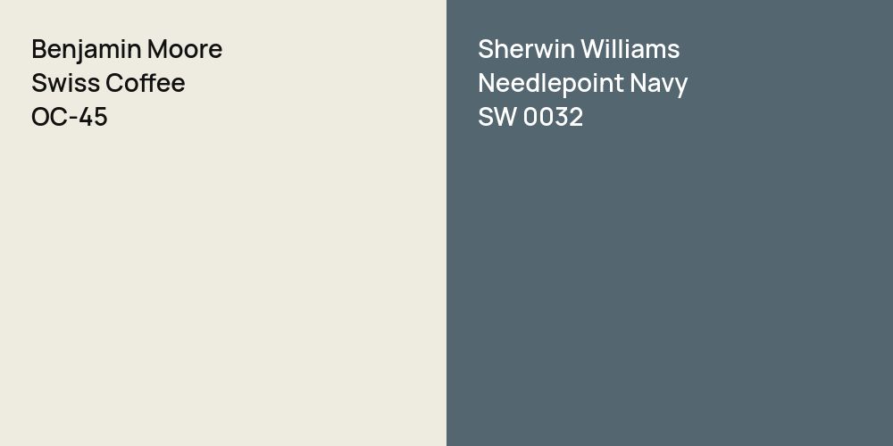 Benjamin Moore Swiss Coffee vs. Sherwin Williams Needlepoint Navy