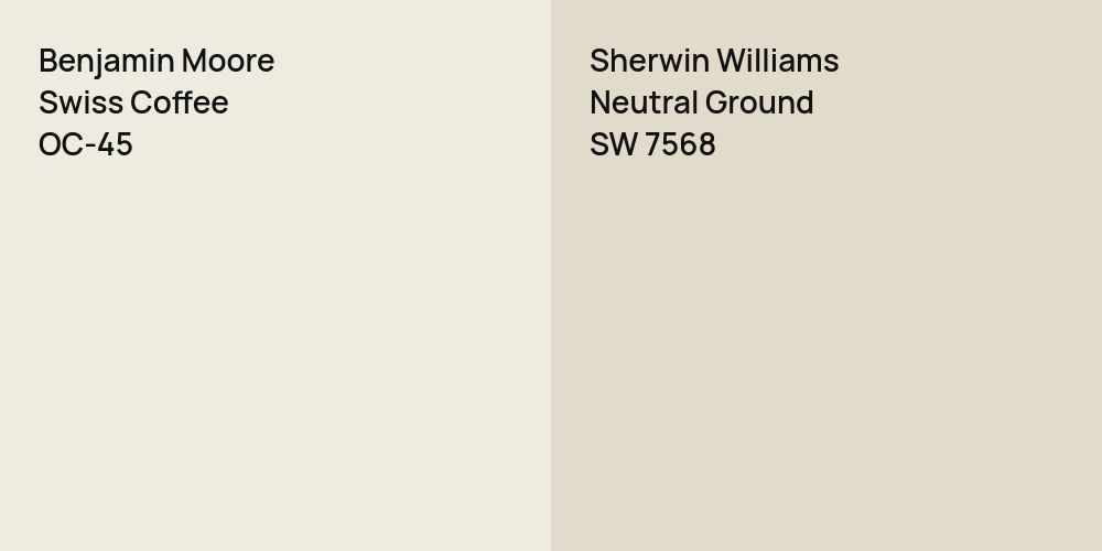 Benjamin Moore Swiss Coffee vs. Sherwin Williams Neutral Ground