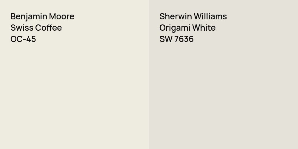 Benjamin Moore Swiss Coffee vs. Sherwin Williams Origami White