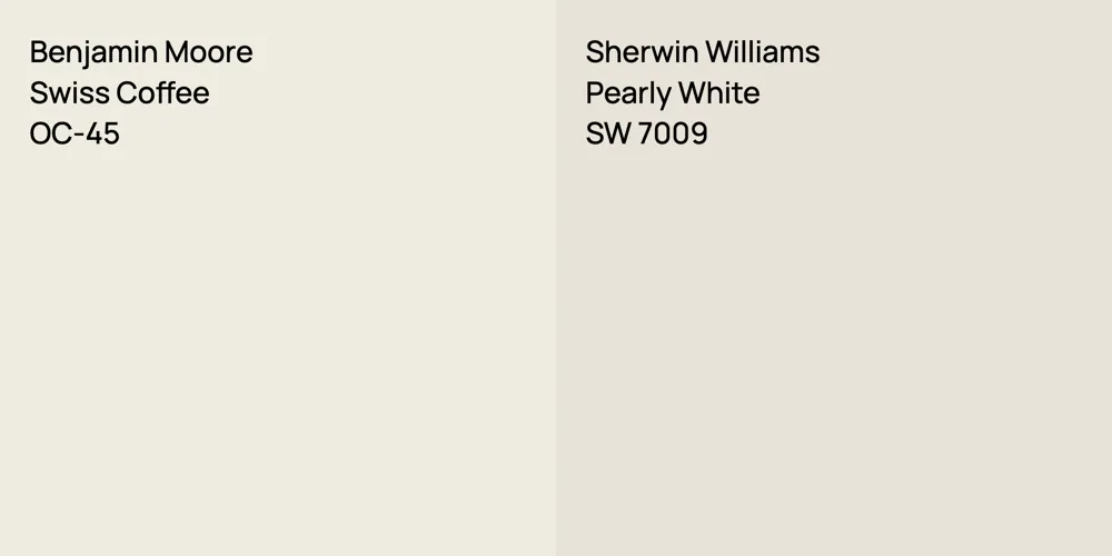 Benjamin Moore Swiss Coffee vs. Sherwin Williams Pearly White