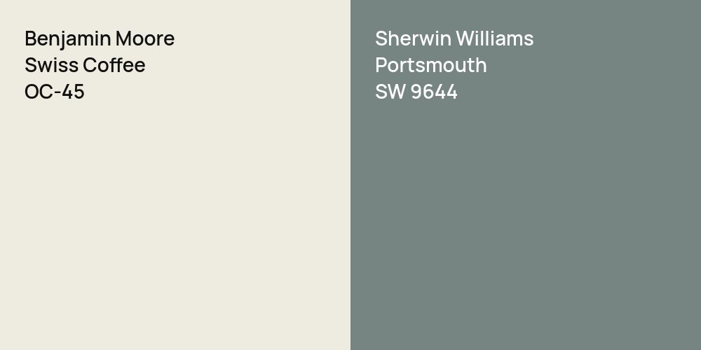 Benjamin Moore Swiss Coffee vs. Sherwin Williams Portsmouth