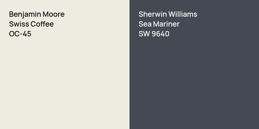 Benjamin Moore Swiss Coffee vs. Sherwin Williams Sea Mariner