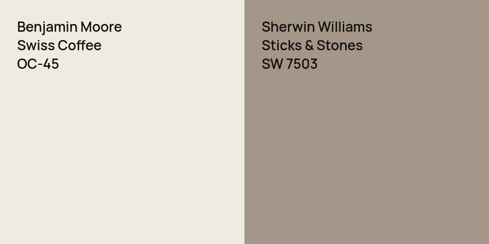 Benjamin Moore Swiss Coffee vs. Sherwin Williams Sticks & Stones