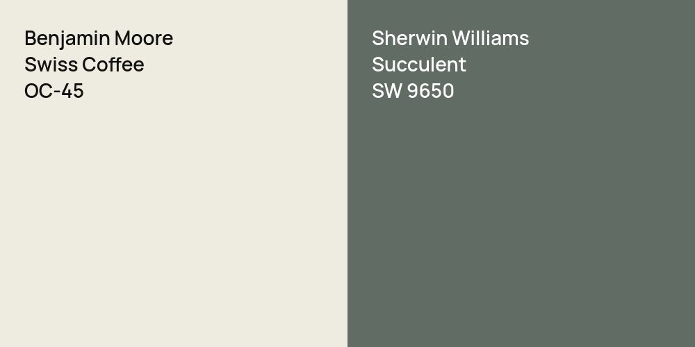 Benjamin Moore Swiss Coffee vs. Sherwin Williams Succulent