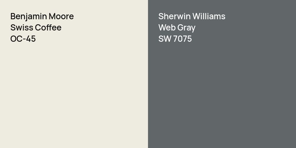 Benjamin Moore Swiss Coffee vs. Sherwin Williams Web Gray