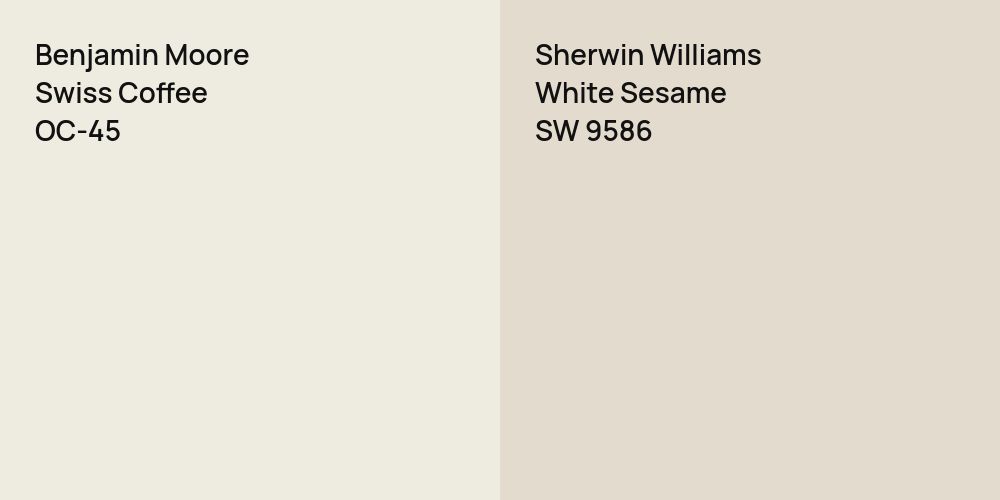 Benjamin Moore Swiss Coffee vs. Sherwin Williams White Sesame