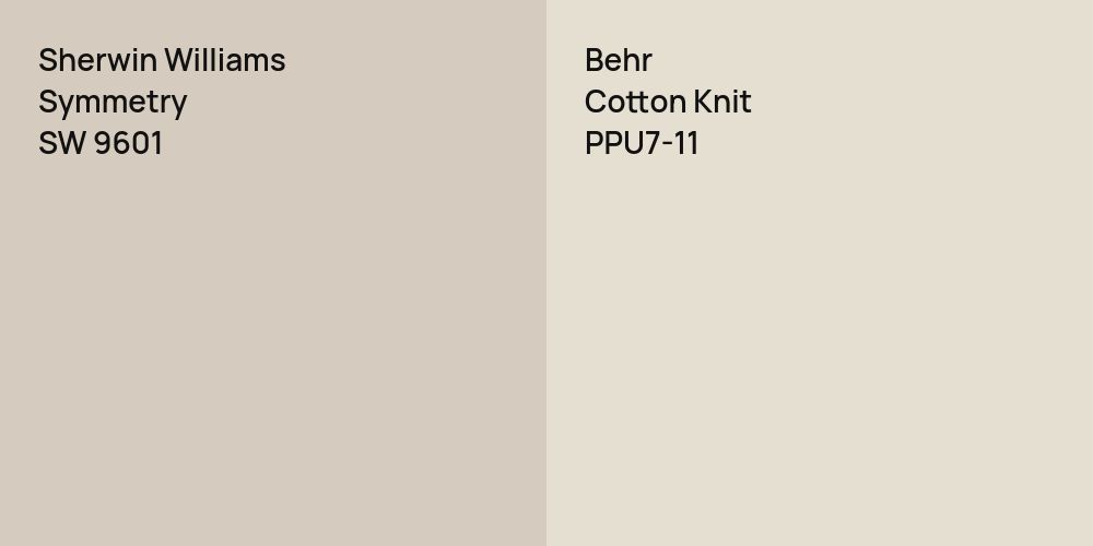 Sherwin Williams Symmetry vs. Behr Cotton Knit