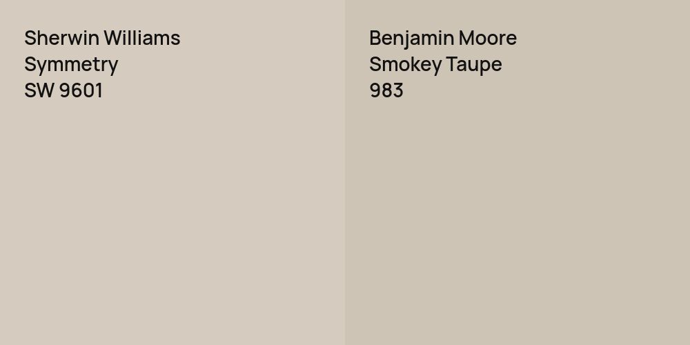 Sherwin Williams Symmetry vs. Benjamin Moore Smokey Taupe