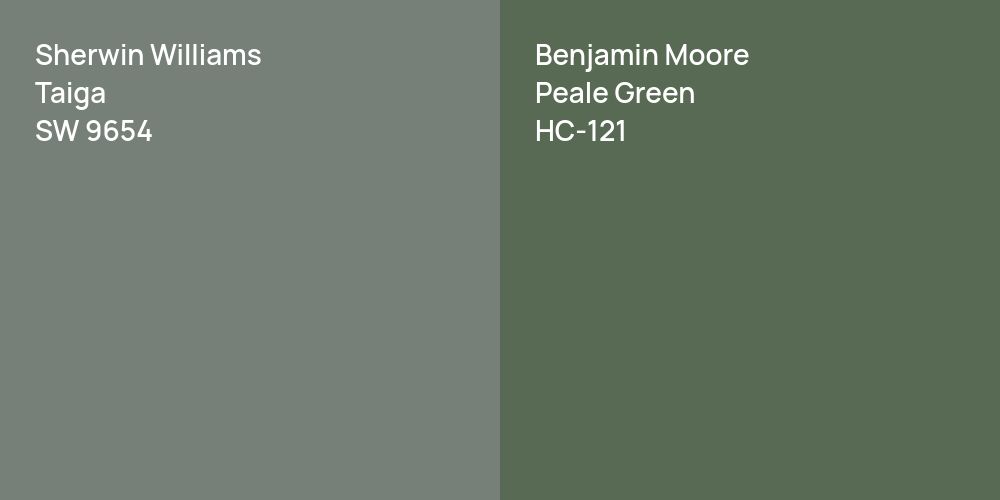 Sherwin Williams Taiga vs. Benjamin Moore Peale Green