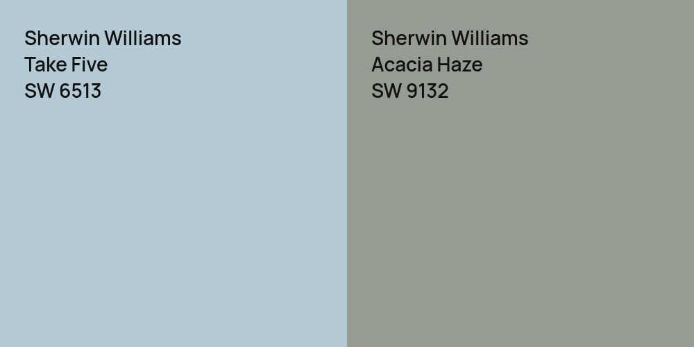 Sherwin Williams Take Five vs. Sherwin Williams Acacia Haze