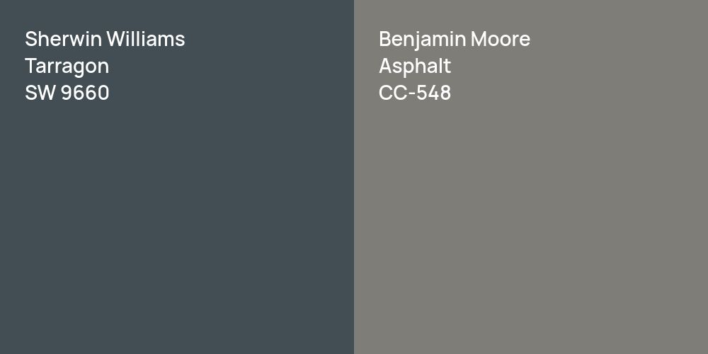 Sherwin Williams Tarragon vs. Benjamin Moore Asphalt