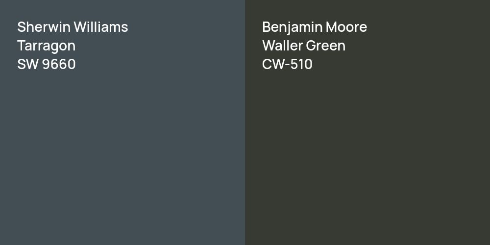 Sherwin Williams Tarragon vs. Benjamin Moore Waller Green