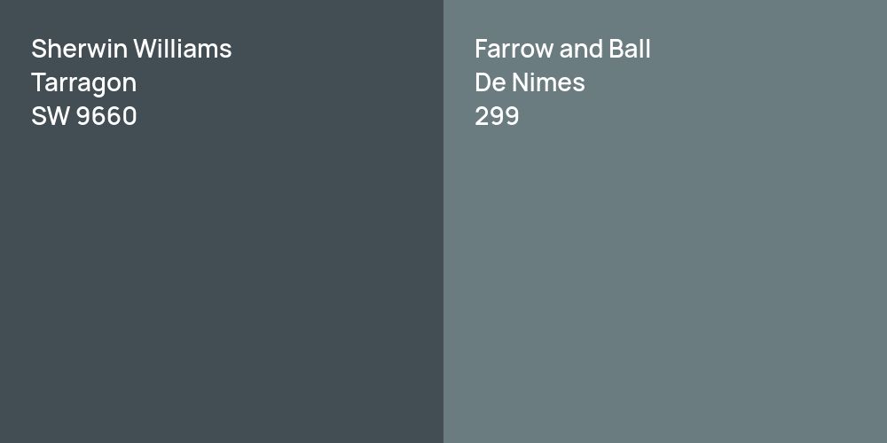 Sherwin Williams Tarragon vs. Farrow and Ball De Nimes