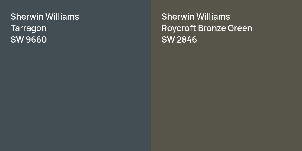 Sherwin Williams Tarragon vs. Sherwin Williams Roycroft Bronze Green