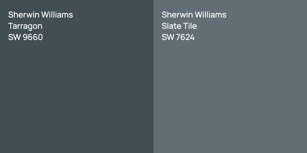 Sherwin Williams Tarragon vs. Sherwin Williams Slate Tile