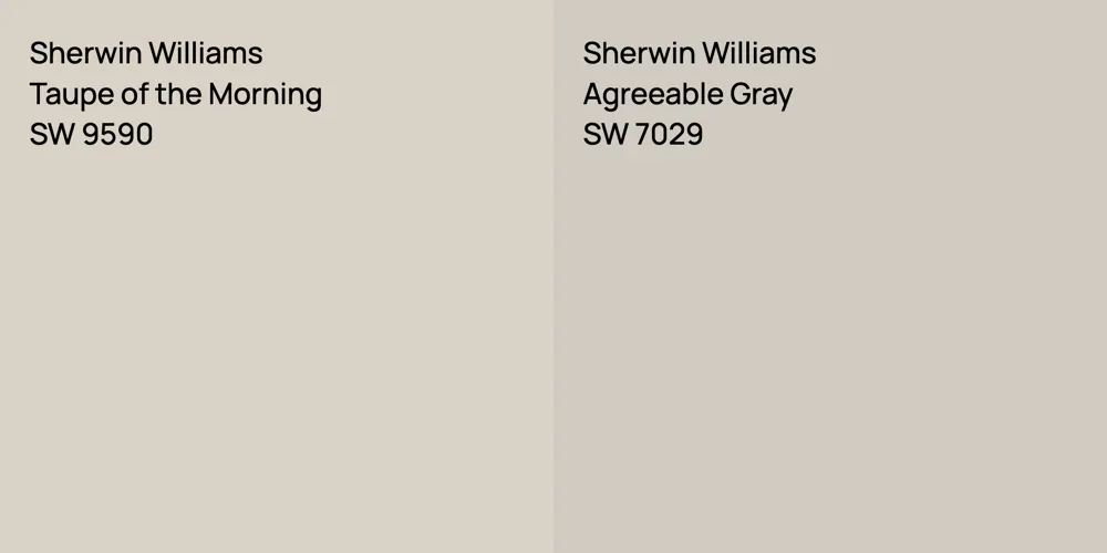 Sherwin Williams Taupe of the Morning vs. Sherwin Williams Agreeable Gray