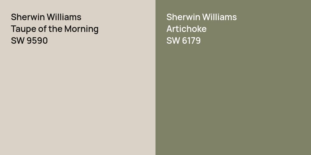 Sherwin Williams Taupe of the Morning vs. Sherwin Williams Artichoke