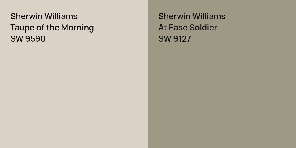 Sherwin Williams Taupe of the Morning vs. Sherwin Williams At Ease Soldier