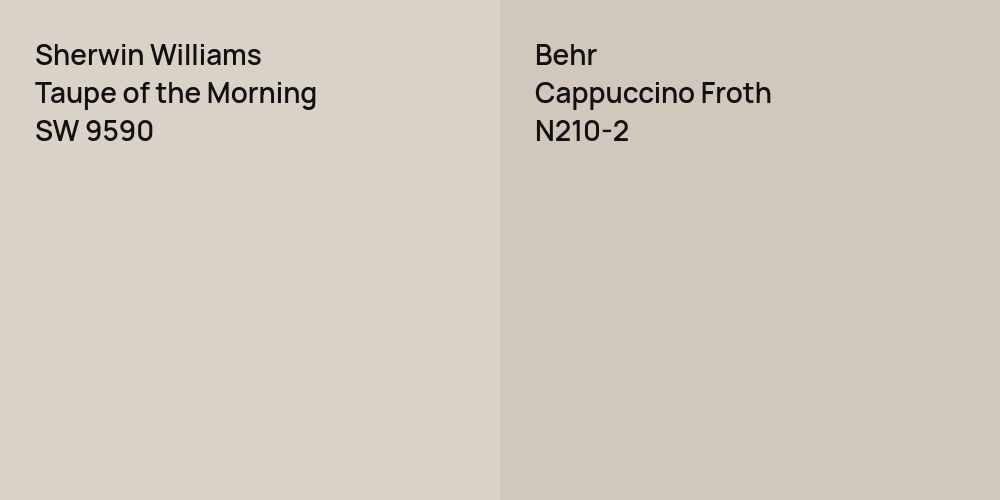 Sherwin Williams Taupe of the Morning vs. Behr Cappuccino Froth