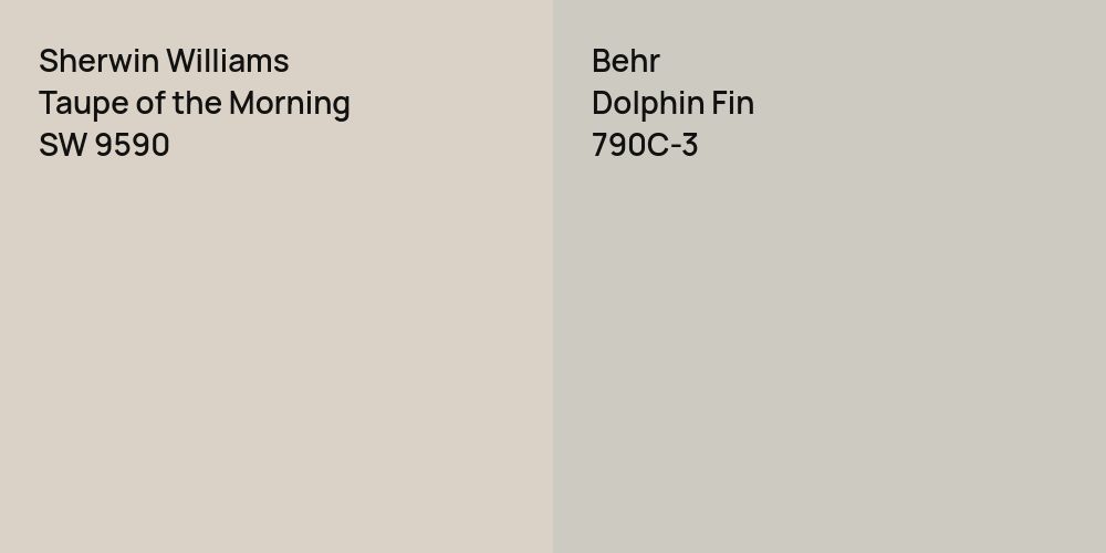 Sherwin Williams Taupe of the Morning vs. Behr Dolphin Fin