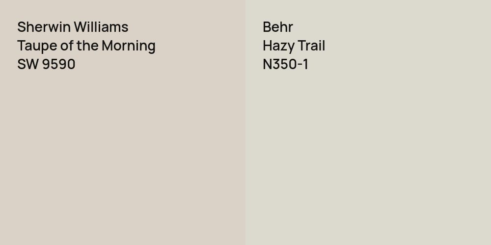 Sherwin Williams Taupe of the Morning vs. Behr Hazy Trail