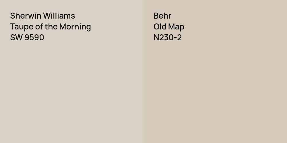 Sherwin Williams Taupe of the Morning vs. Behr Old Map