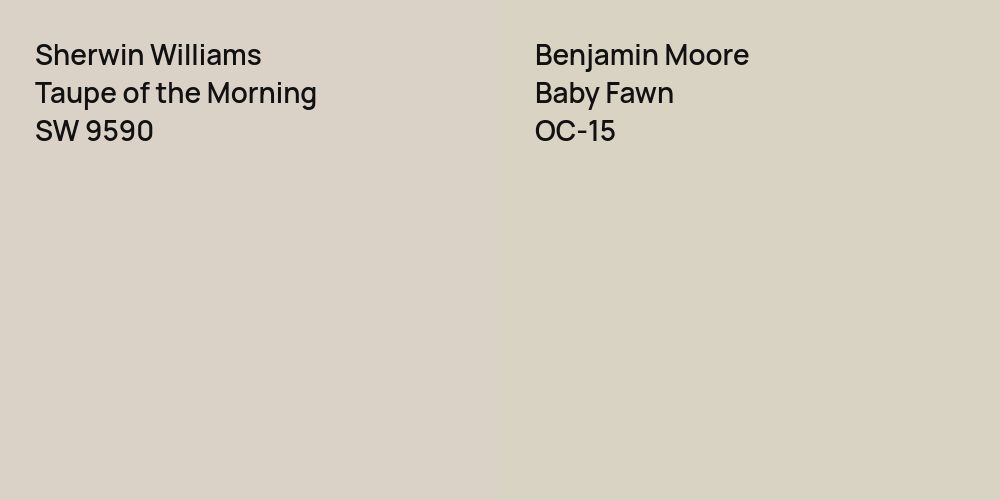 Sherwin Williams Taupe of the Morning vs. Benjamin Moore Baby Fawn