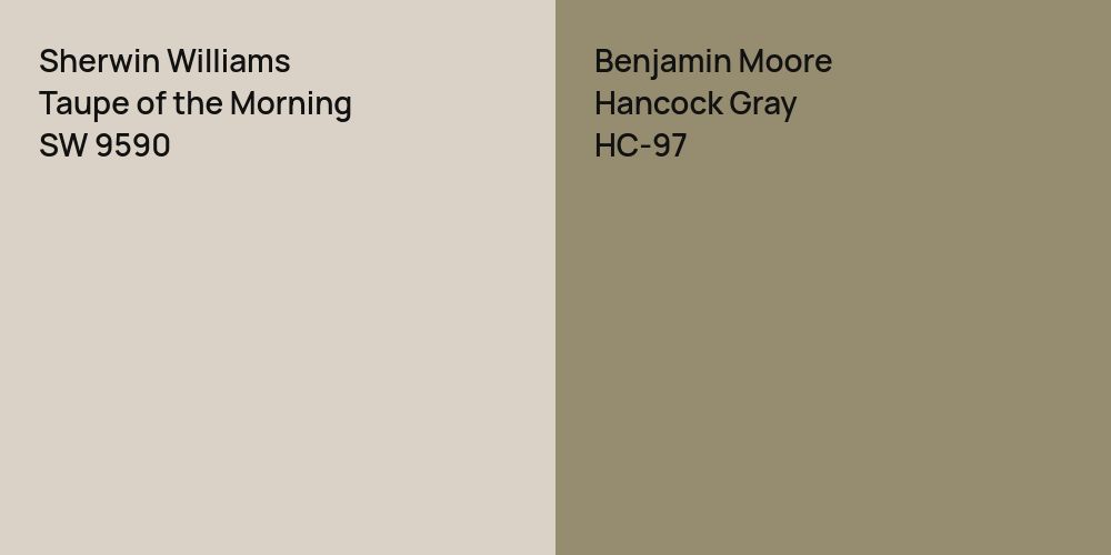 Sherwin Williams Taupe of the Morning vs. Benjamin Moore Hancock Gray