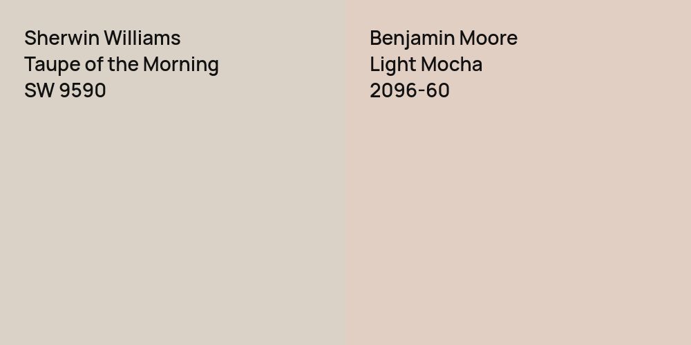 Sherwin Williams Taupe of the Morning vs. Benjamin Moore Light Mocha