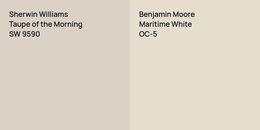 Sherwin Williams Taupe of the Morning vs. Benjamin Moore Maritime White