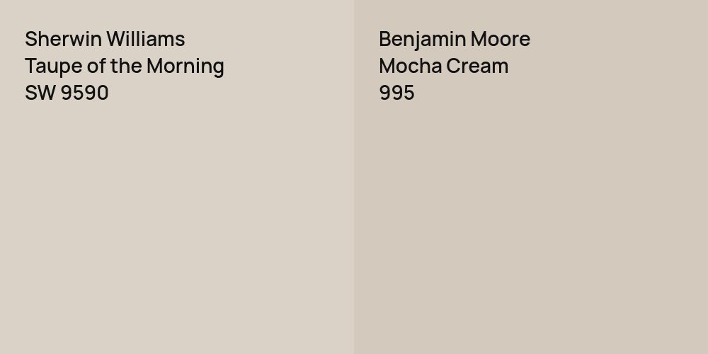 Sherwin Williams Taupe of the Morning vs. Benjamin Moore Mocha Cream