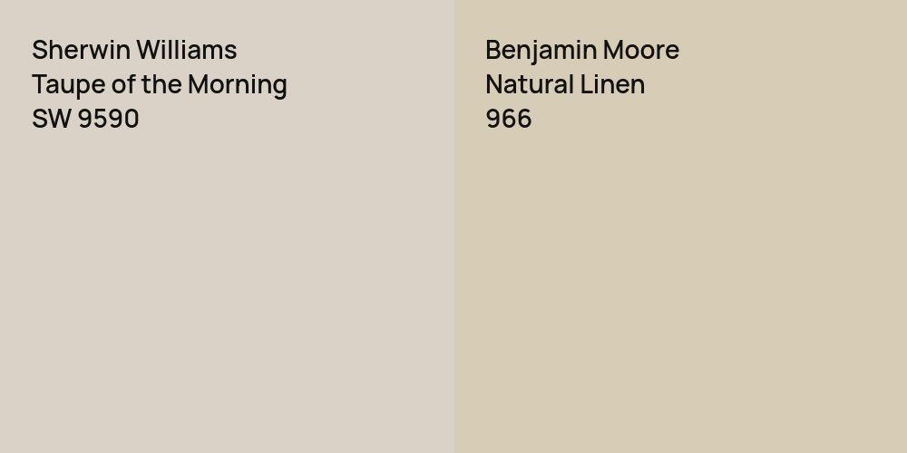 Sherwin Williams Taupe of the Morning vs. Benjamin Moore Natural Linen