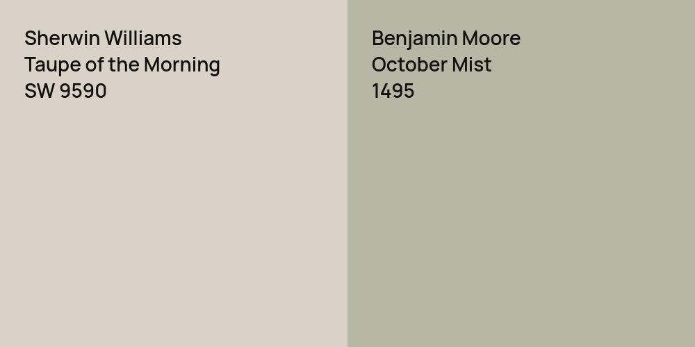 Sherwin Williams Taupe of the Morning vs. Benjamin Moore October Mist