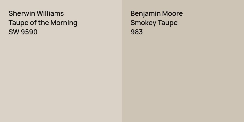 Sherwin Williams Taupe of the Morning vs. Benjamin Moore Smokey Taupe