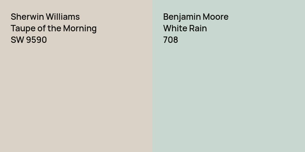 Sherwin Williams Taupe of the Morning vs. Benjamin Moore White Rain