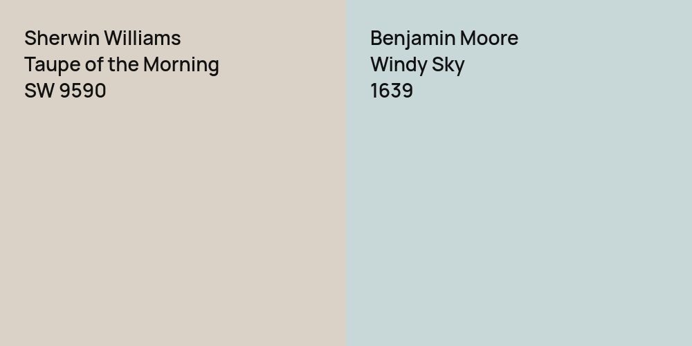 Sherwin Williams Taupe of the Morning vs. Benjamin Moore Windy Sky