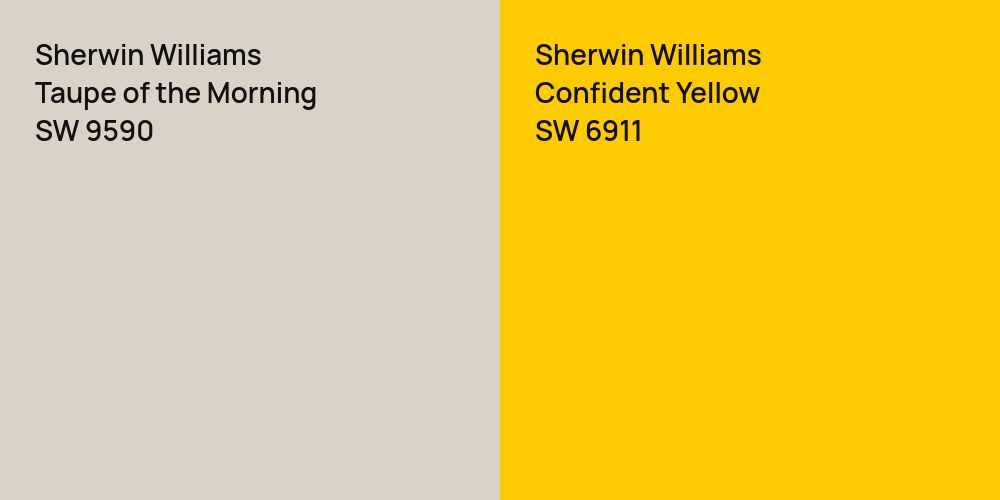 Sherwin Williams Taupe of the Morning vs. Sherwin Williams Confident Yellow