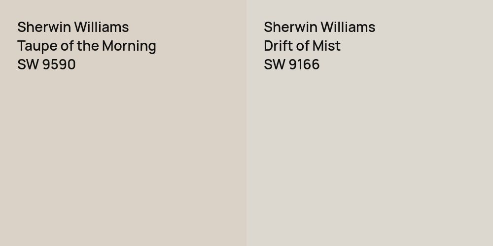 Sherwin Williams Taupe of the Morning vs. Sherwin Williams Drift of Mist